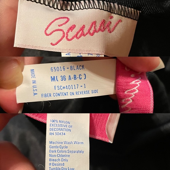 Vintage 80s Scaasi Nylon Full Length Lace Panel Slip Dress Gown Medium 36 Bust - Picture 7 of 7